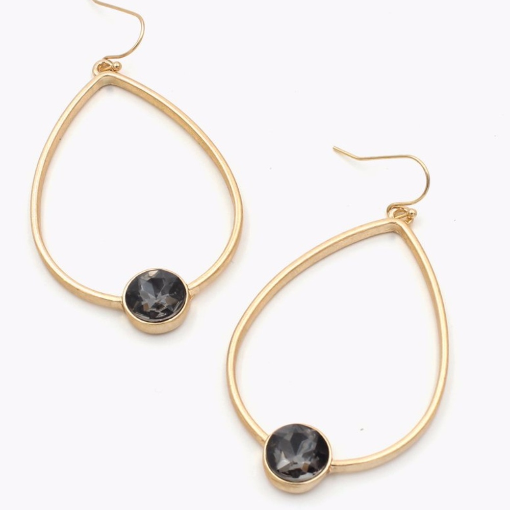 Faceted Grey Crystal Drop Earrings